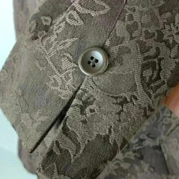 Style and Co petite stretch blazer sz 8p brown floral brocade one button jacket - Picture 5 of 10